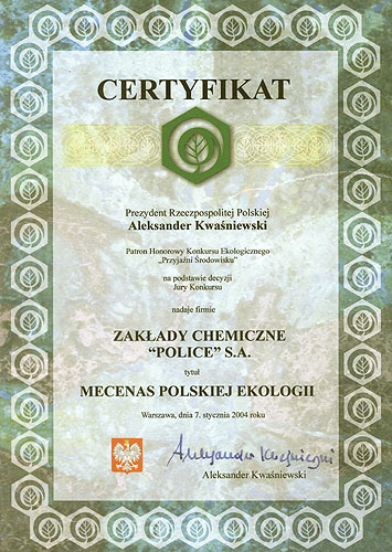 2004. Mecenas Polskiej Ekologii
